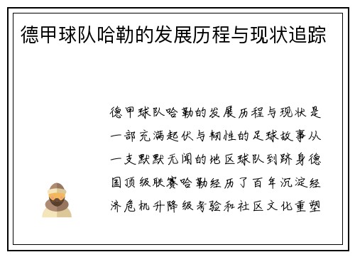 德甲球队哈勒的发展历程与现状追踪